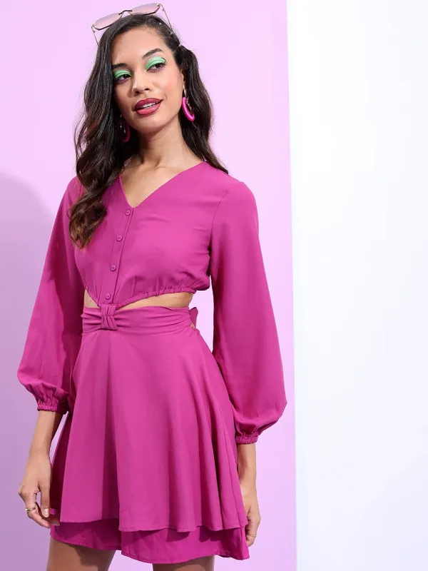 Solid Fit And Flare Dress