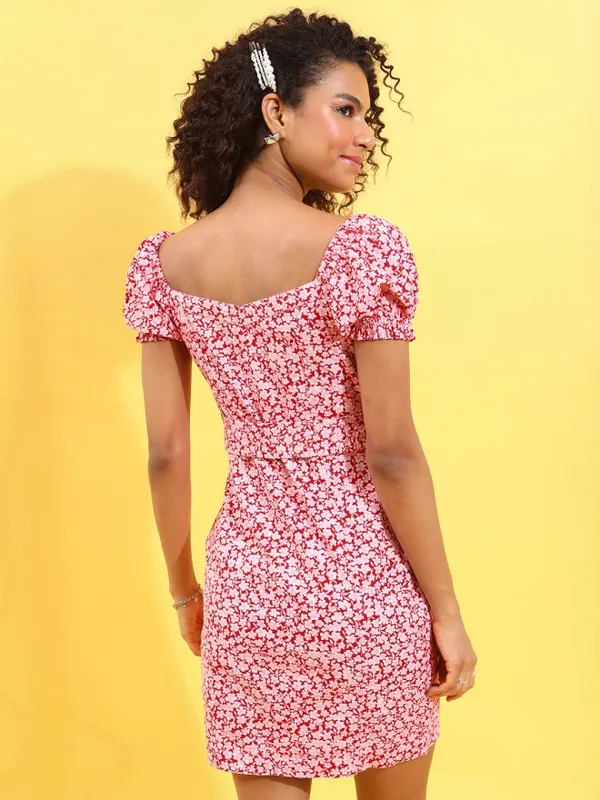 Tokyo Talkies Women Red Printed Sheath Dress