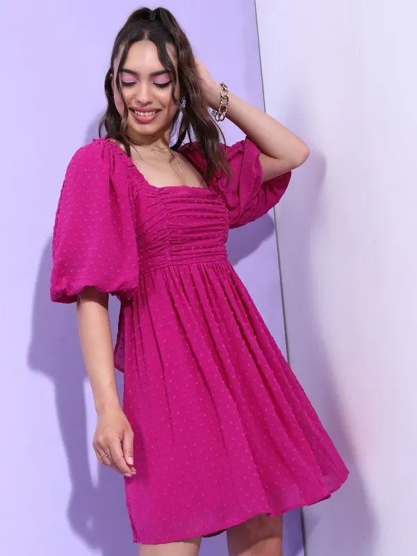 Self Design Fit And Flare Dress