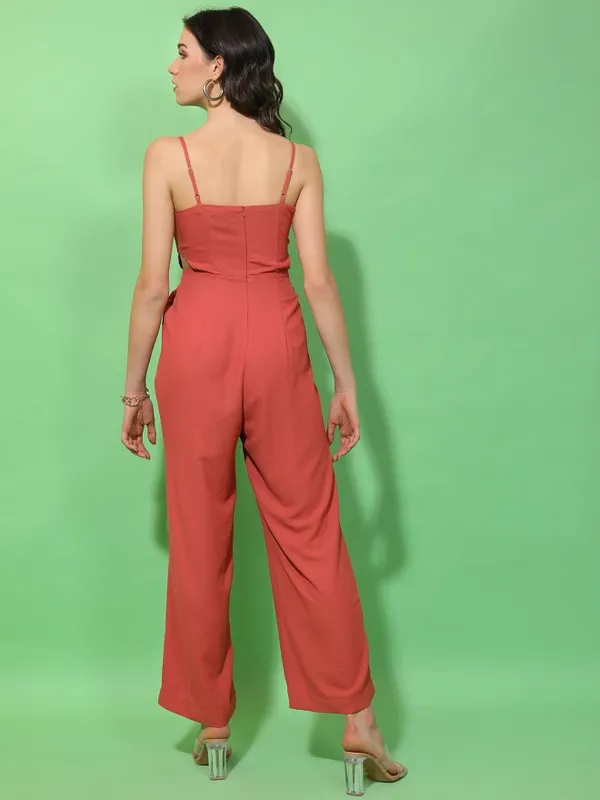 Tokyo Talkies Women Red Solid Jumpsuit