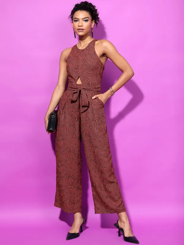 Tokyo Talkies Women Brown Printed Jumpsuit