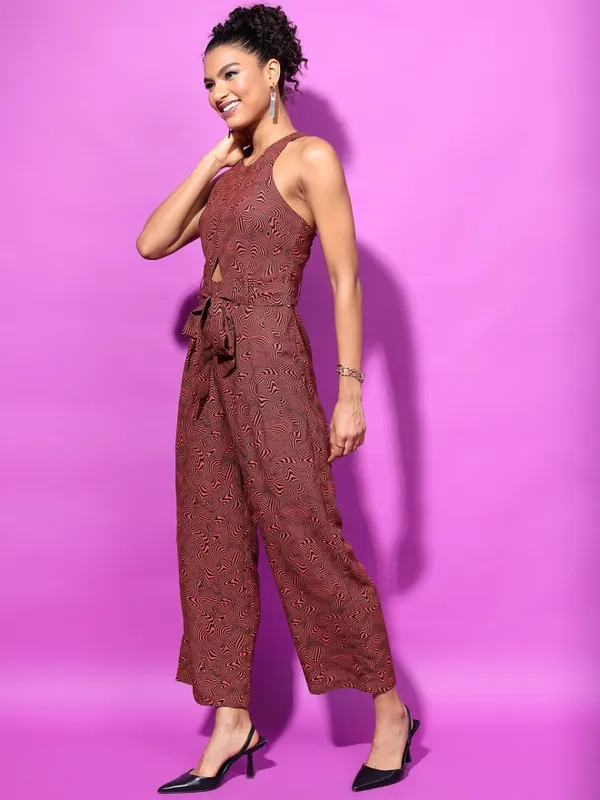 Tokyo Talkies Women Brown Printed Jumpsuit