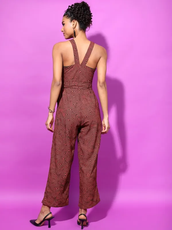 Tokyo Talkies Women Brown Printed Jumpsuit