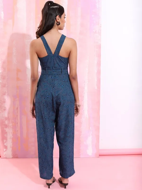 Tokyo Talkies Women Blue Printed Jumpsuit