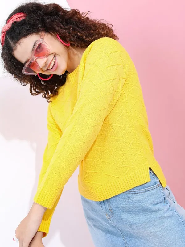 Women Self Design Sweater