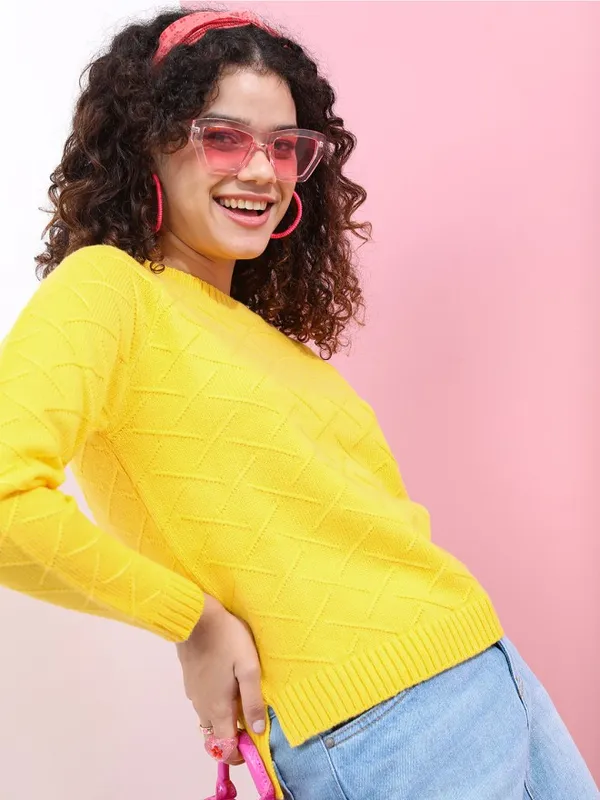 Women Self Design Sweater