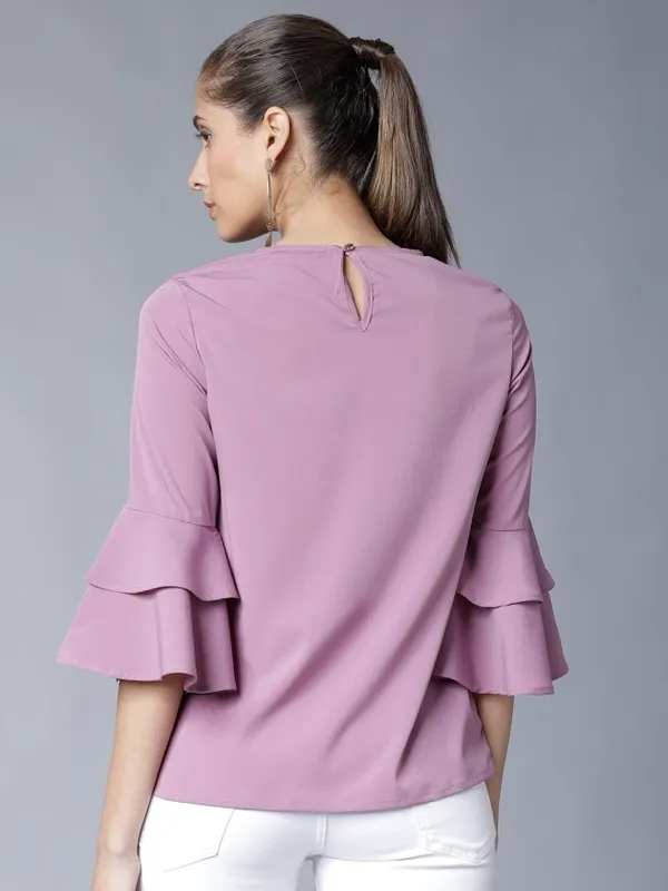 Tokyo Talkies Women Mauve Solid Regular Top