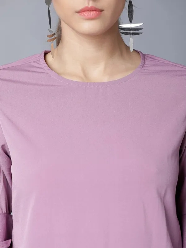 Tokyo Talkies Women Mauve Solid Regular Top