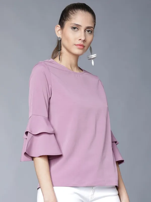 Tokyo Talkies Women Mauve Solid Regular Top