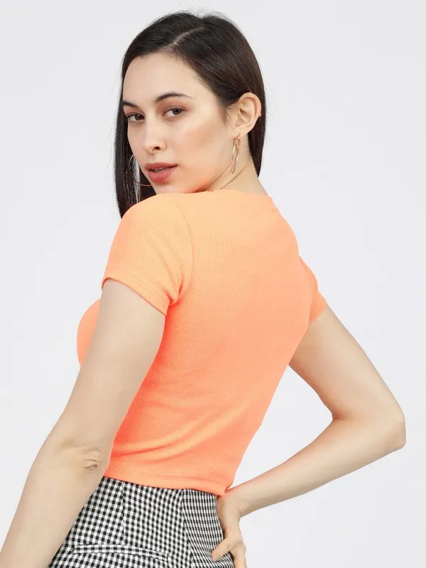 Tokyo Talkies Women Orange Solid Regular Top