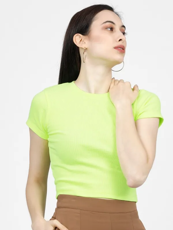 Tokyo Talkies Women Green Solid Regular Top