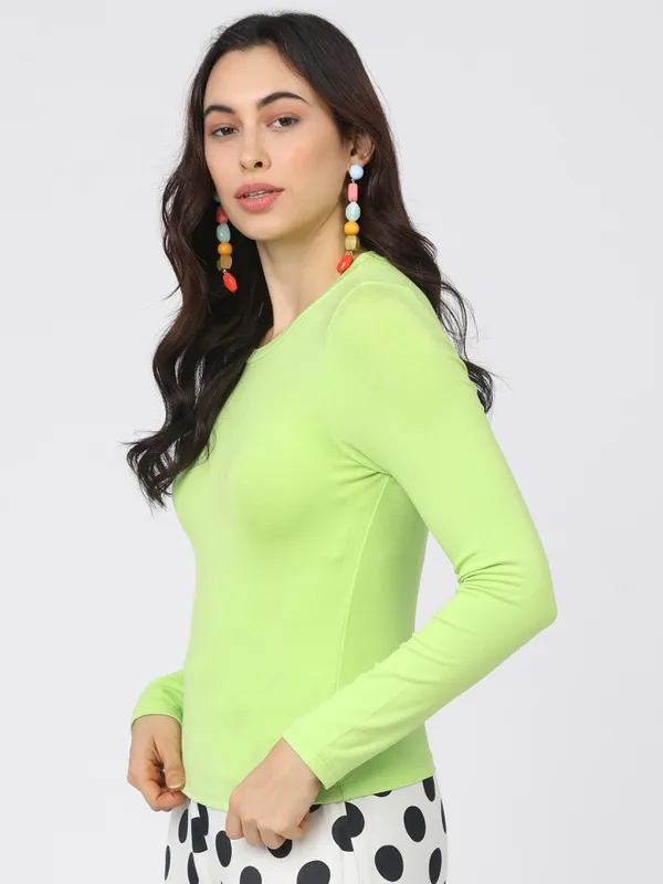 Tokyo Talkies Women Green Solid Regular Top