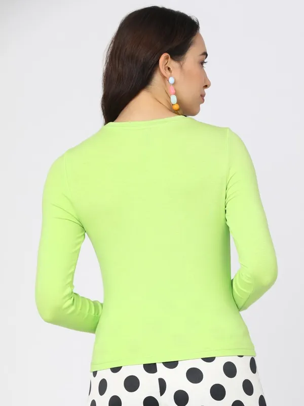 Tokyo Talkies Women Green Solid Regular Top