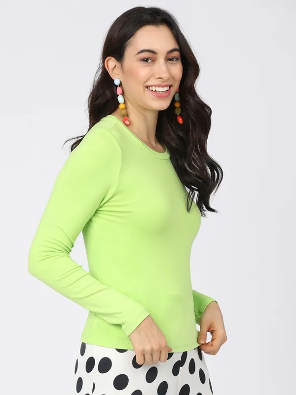 Tokyo Talkies Women Green Solid Regular Top