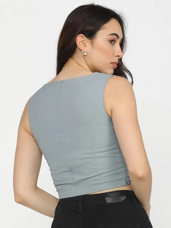 Tokyo Talkies Women Blue Solid Regular Top