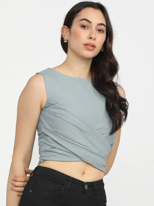 Tokyo Talkies Women Blue Solid Regular Top