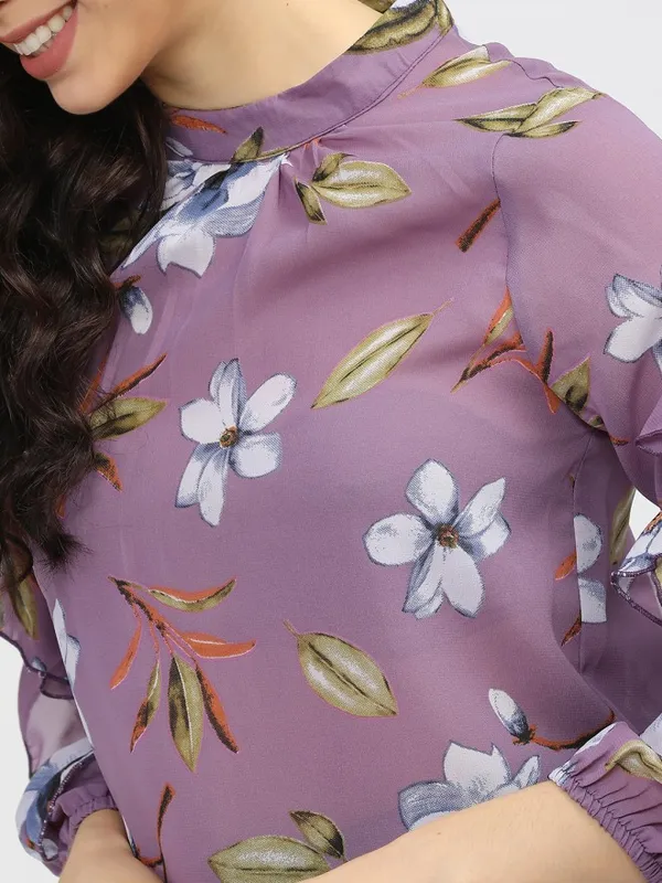 Tokyo Talkies Women Purple Printed Regular Top