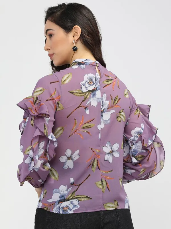 Tokyo Talkies Women Purple Printed Regular Top