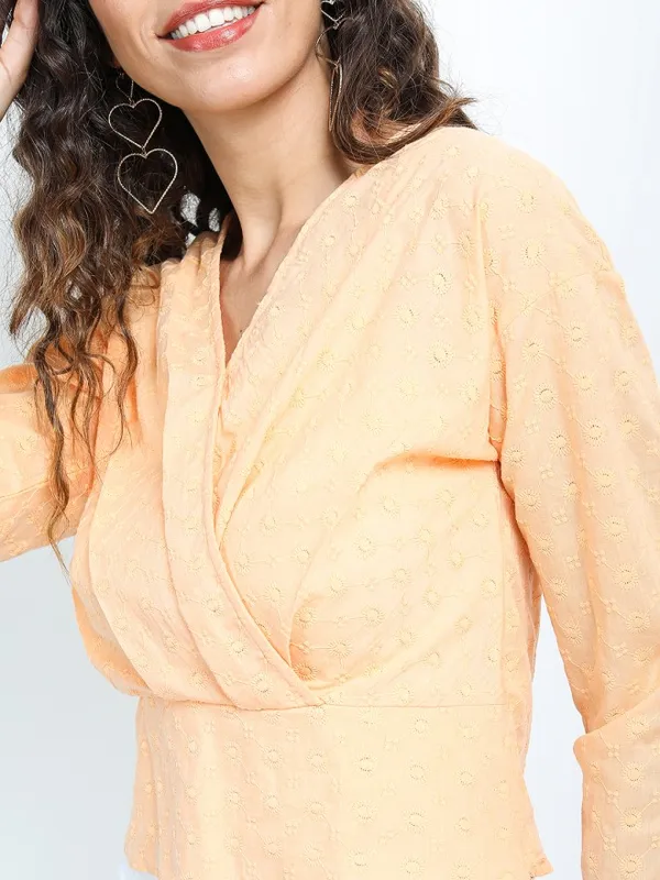 Tokyo Talkies Women Orange Solid Regular Top