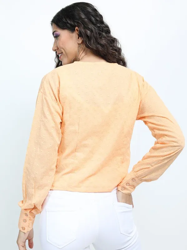 Tokyo Talkies Women Orange Solid Regular Top