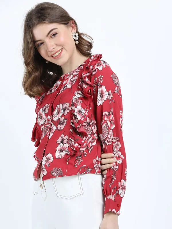 Tokyo Talkies Women Rust Printed Regular Top