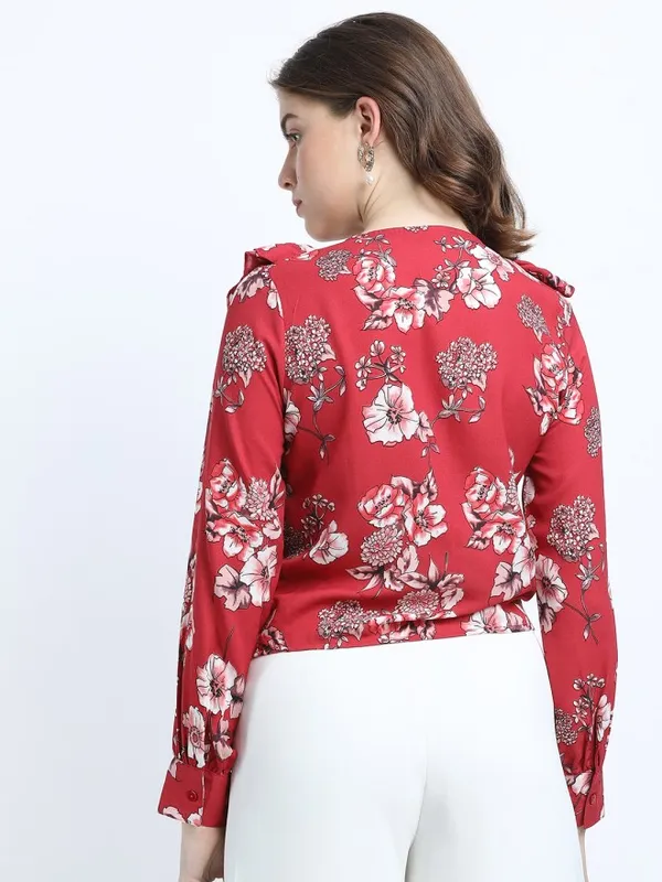 Tokyo Talkies Women Rust Printed Regular Top