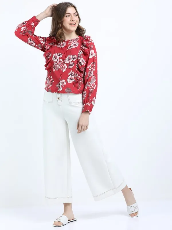 Tokyo Talkies Women Rust Printed Regular Top