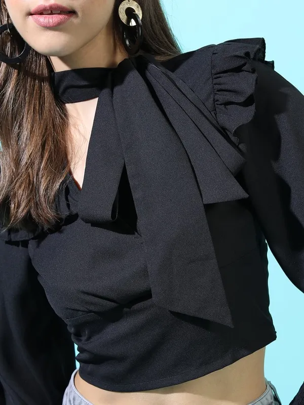 Tokyo Talkies Women Black Solid Regular Top