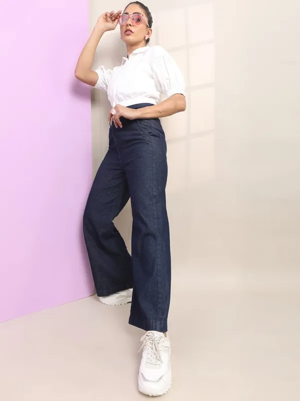 Tokyo Talkies Women White Solid Regular Top