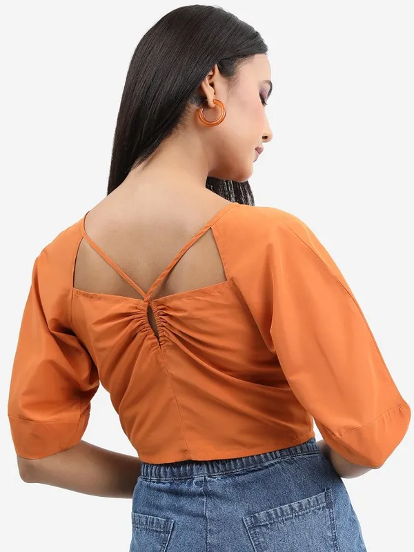 Tokyo Talkies Women Brown Solid Regular Top