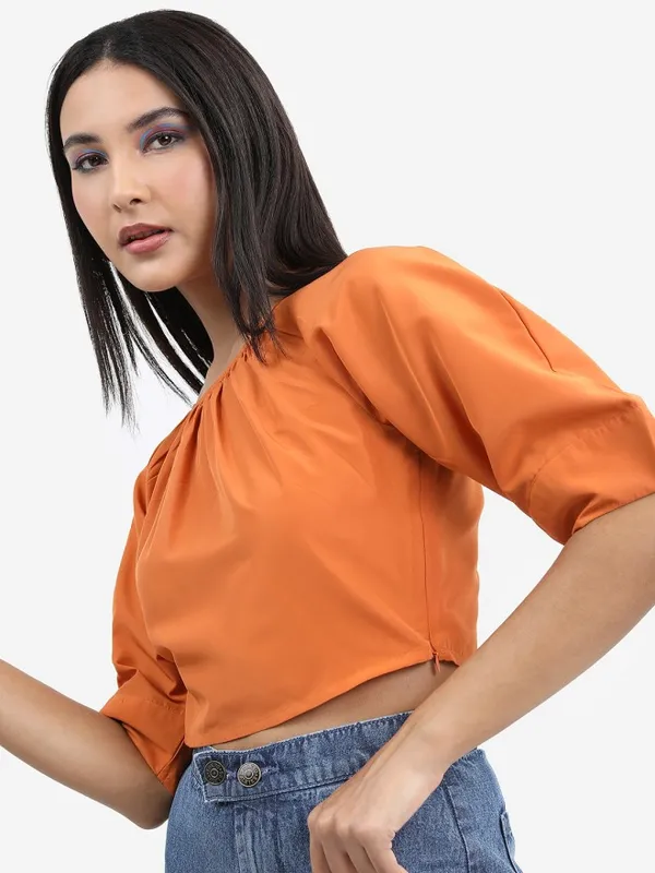 Tokyo Talkies Women Brown Solid Regular Top