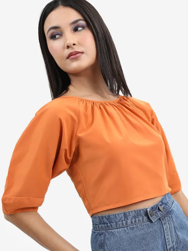 Tokyo Talkies Women Brown Solid Regular Top
