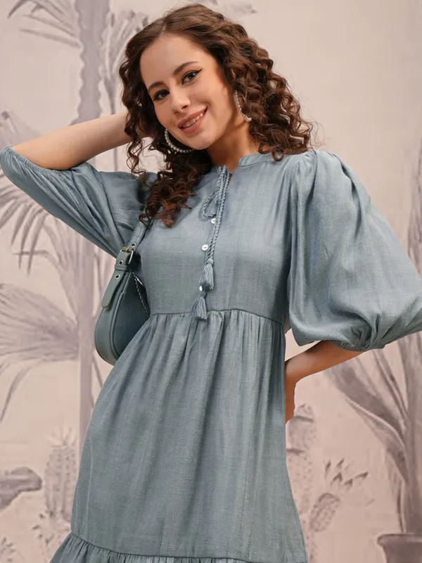 Solid Fit And Flare Dress