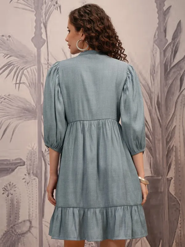 Solid Fit And Flare Dress