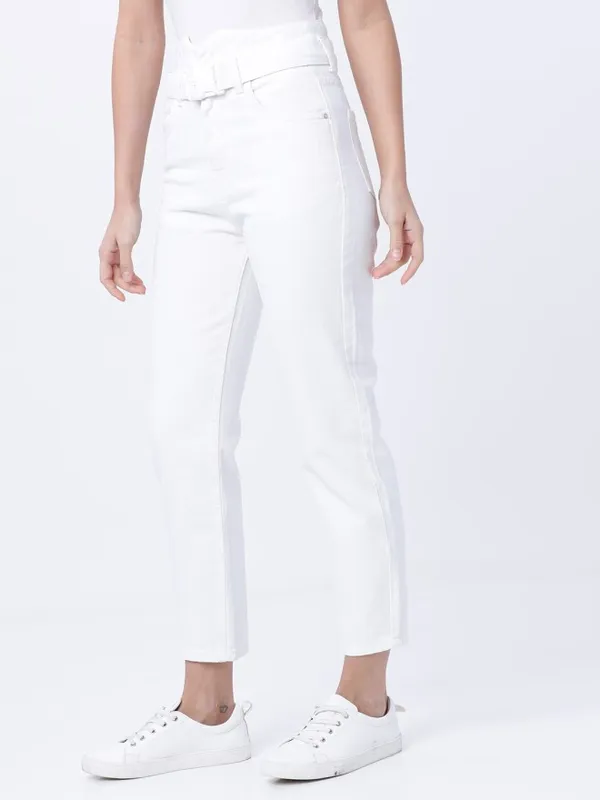 Tokyo Talkies Women White Slim Fit Stretchable Jeans