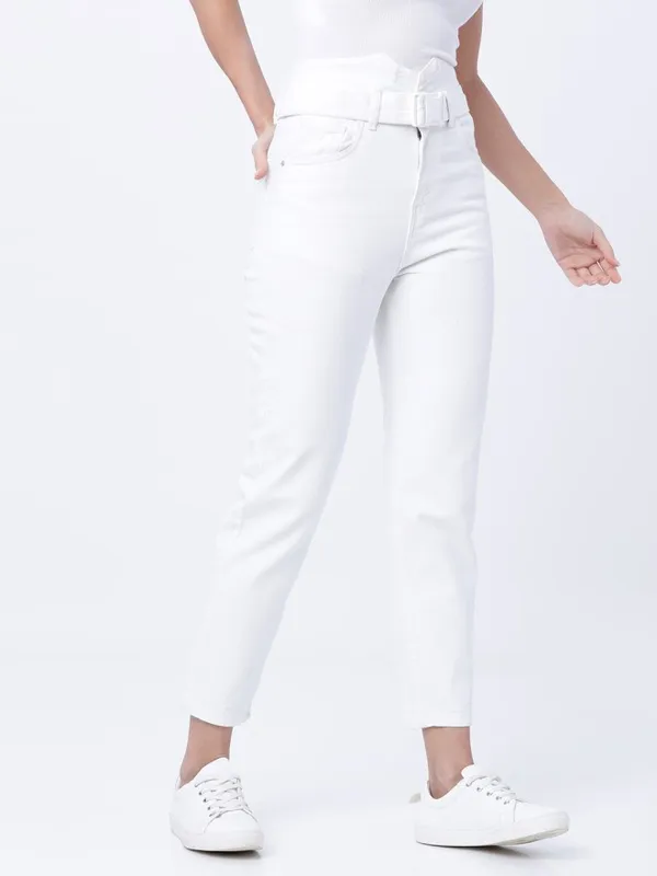 Tokyo Talkies Women White Slim Fit Stretchable Jeans
