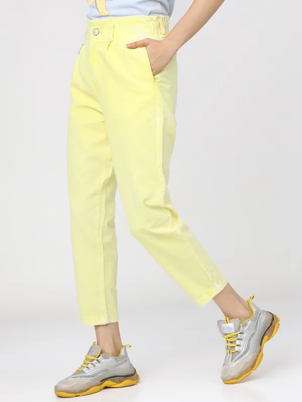 Tokyo Talkies Women Yellow Regular Fit Stretchable Jeans