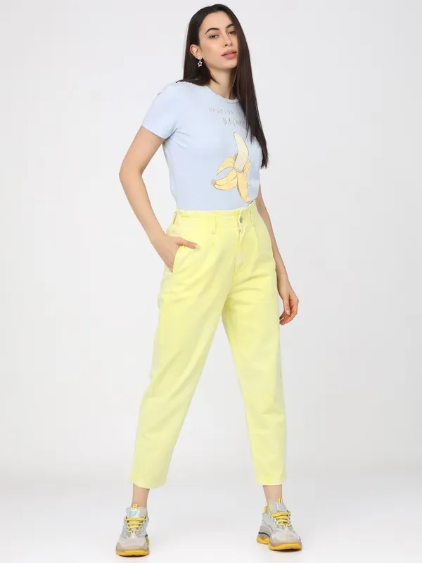 Tokyo Talkies Women Yellow Regular Fit Stretchable Jeans