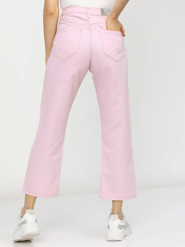 Tokyo Talkies Women Pink Wide Leg Stretchable Jeans