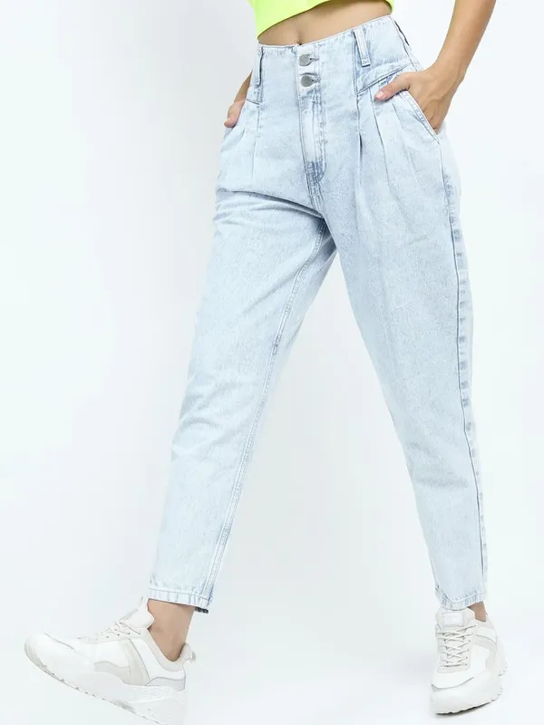 Tokyo Talkies Women Blue Mom Fit Jeans