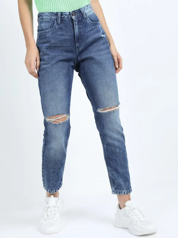 Tokyo Talkies Women Blue Slim Fit Highly Distressed Jeans