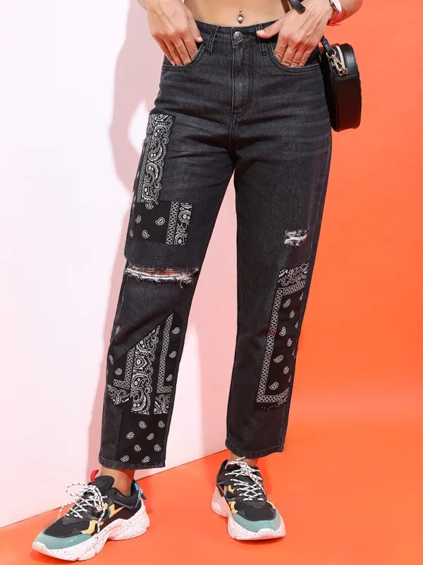 Tokyo Talkies Women Black Wide Leg Stretchable Jeans