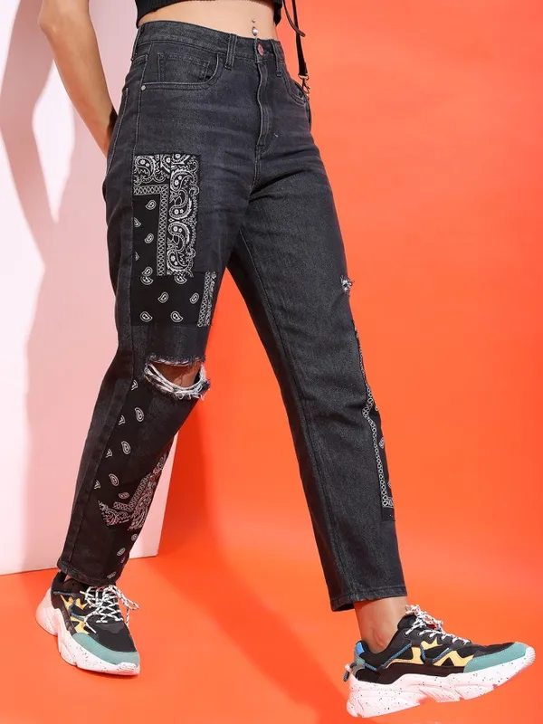 Tokyo Talkies Women Black Wide Leg Stretchable Jeans