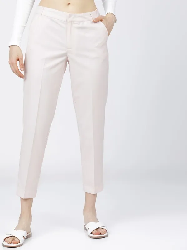 Tokyo Talkies Women Pink Solid Flared Casual Trouser