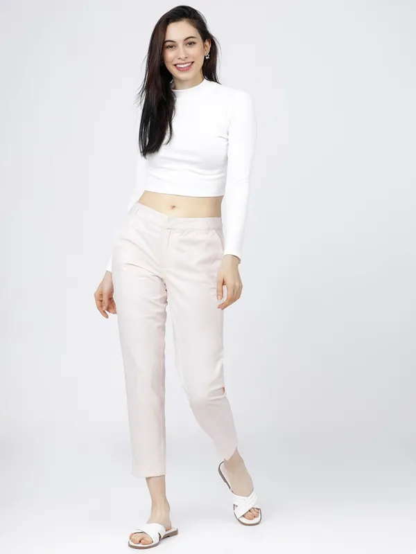 Tokyo Talkies Women Pink Solid Flared Casual Trouser