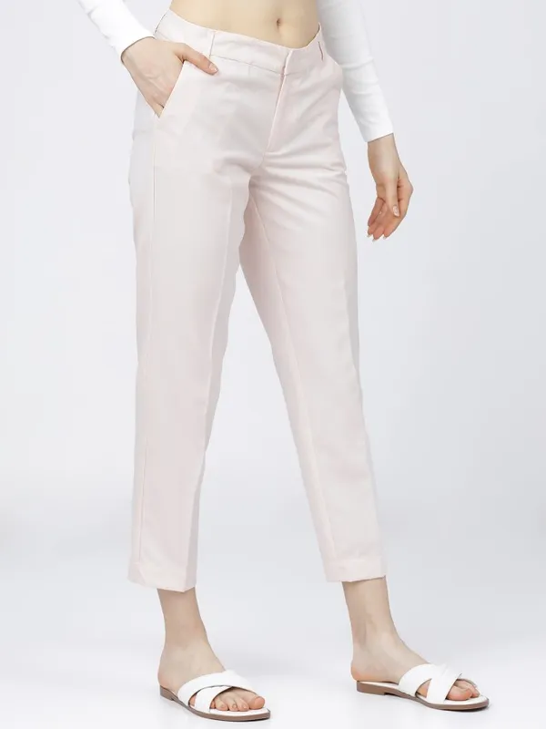 Tokyo Talkies Women Pink Solid Flared Casual Trouser