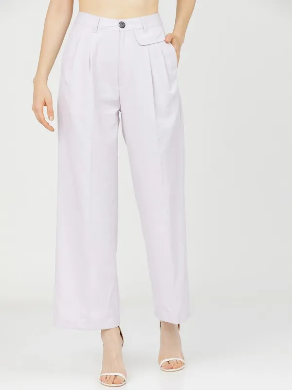 Tokyo Talkies Women Purple Solid Regular Fit Casual Trouser