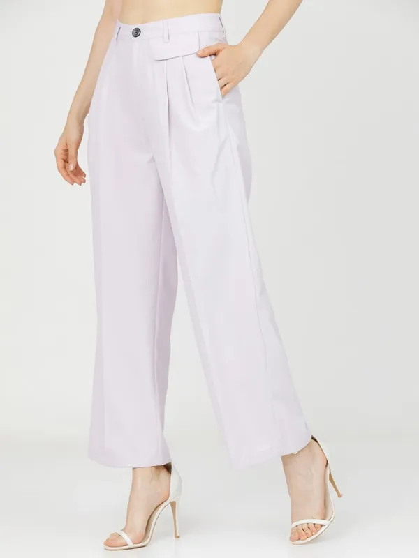 Tokyo Talkies Women Purple Solid Regular Fit Casual Trouser