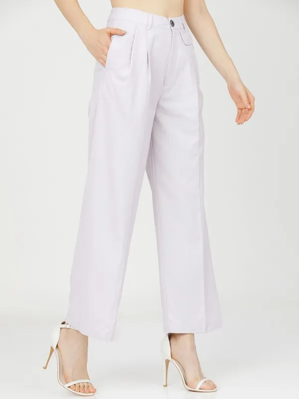 Tokyo Talkies Women Purple Solid Regular Fit Casual Trouser