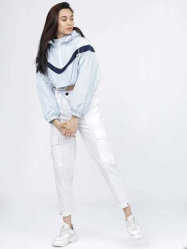 Tokyo Talkies Women White Solid Tapered Fit Cargos